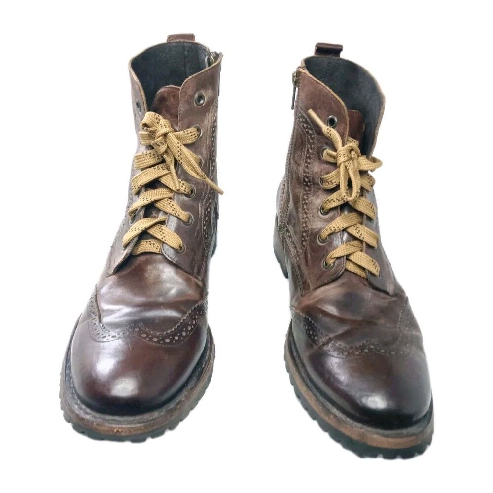 Freebird by Steven Bradford 11 Wingtip Combat Boots Men's Size 12, EU 45 Brown
